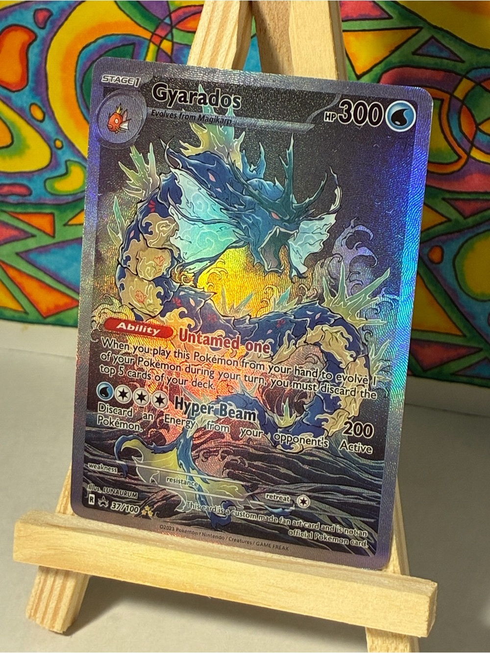 Gyarados Holo Texture Pokémon Fan Art Card Chinese Painting Style High Quality